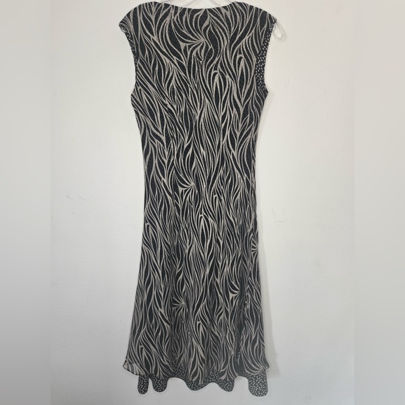 Coldwater Creek Silk Blend Dress Black White Cowl Neck Sleeveless P10 - Picture 7 of 10